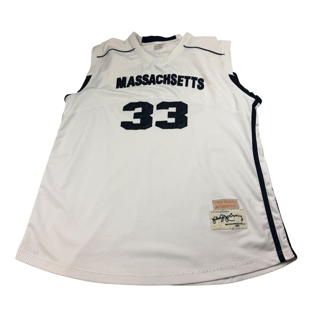 True School Authentics Julius Erving Massachusetts‎ 1971 Jersey Mens 56 White 33